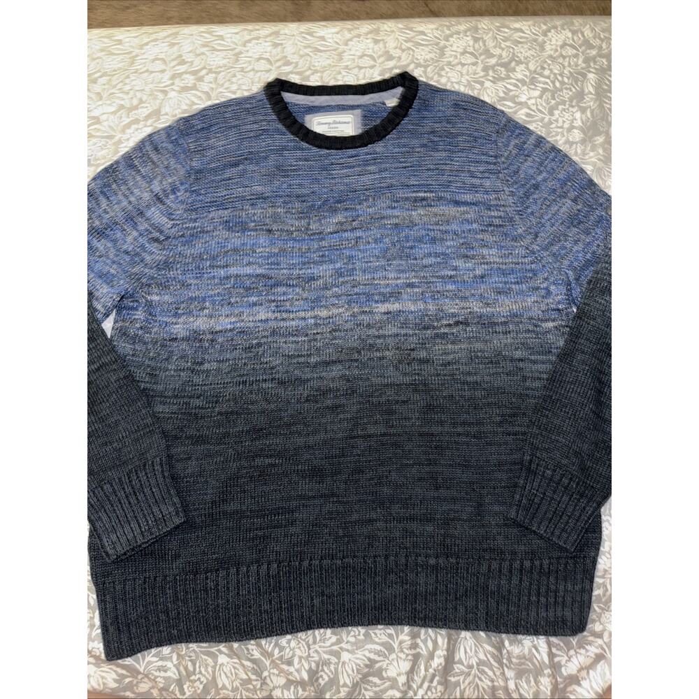Tommy Bahama Jeans Men’s Size XL Blue Black Marled Cotton Knit Ombré Sweater
